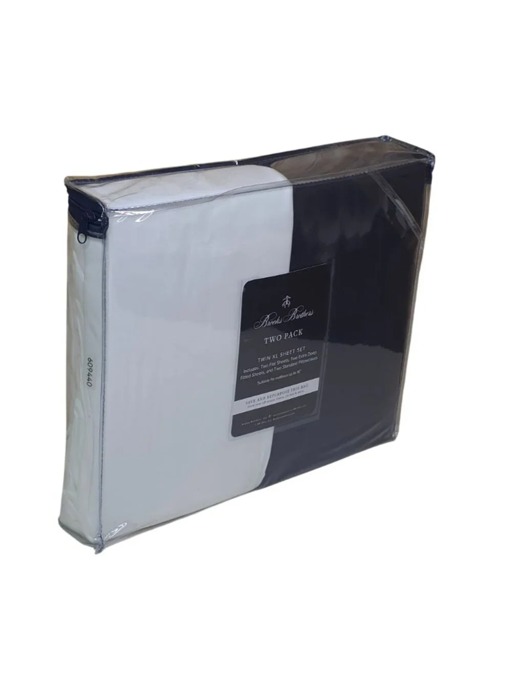 Brooks Brothers Two Sets Twin XL Sheets Fits Mattresses Up To 16” Navy & White